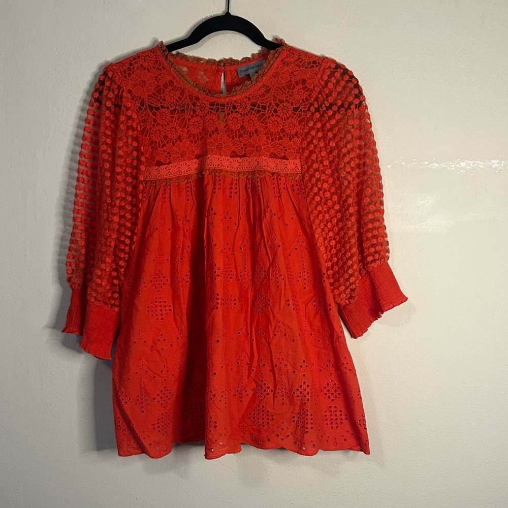 Anthropologie Conditions Apply Bertha Eyelet Lace Blouse - Picture 2 of 5